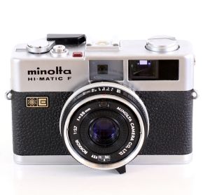 Minolta HI-Matic F 35mm Rangefinder Film Camera with Mirage Computer Flash